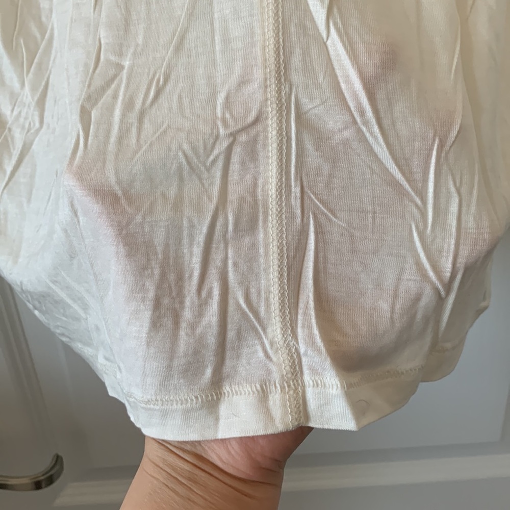 NWT LOFT Ivory Pretzel Twist V-Neckline Short Sleeves Sheer Top Size S - Picture 14 of 15